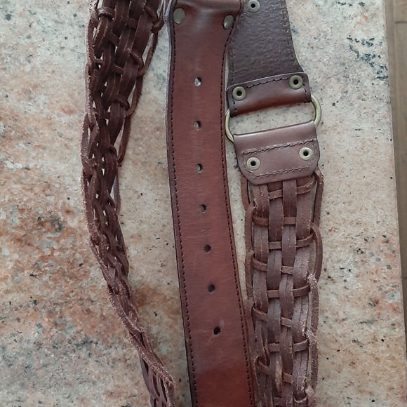 Rich brown leather weave belt SOLD ON TITLE - Picture 3 of 4